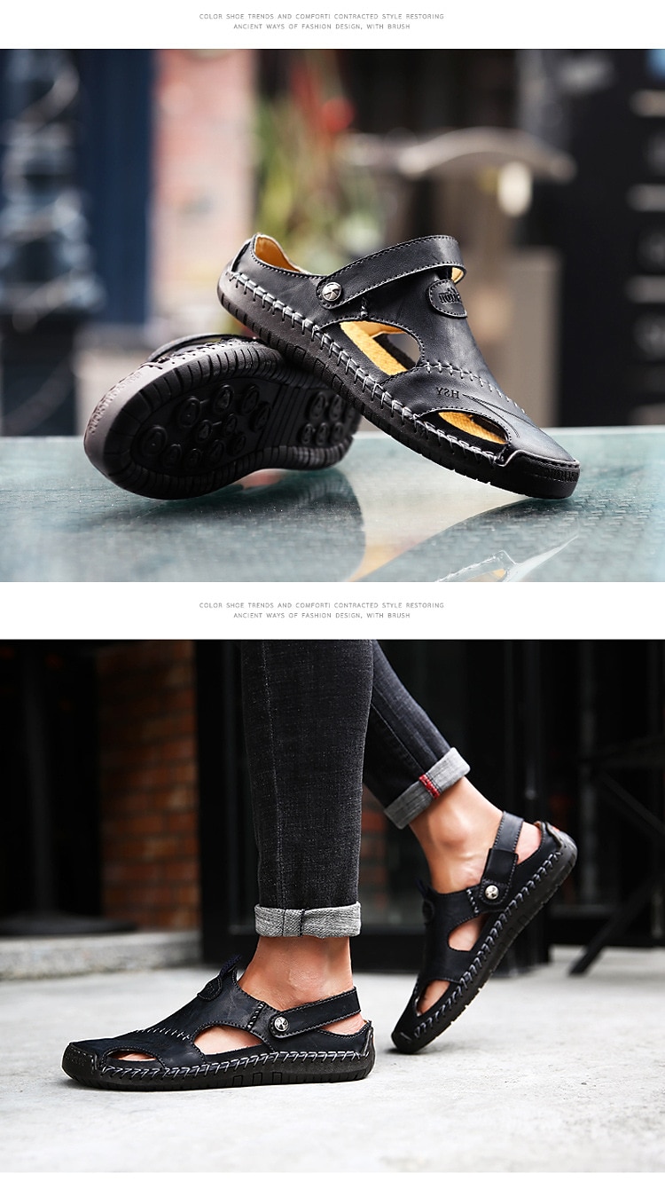 Men's Leather Gladiator Sandals - Comfortable Open-Toe Summer Shoes with Non-Slip Sole for Outdoor and Casual Wear 2026 - $46.99 –P4