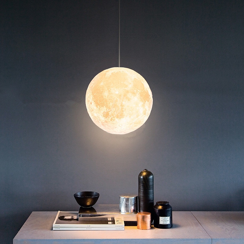 3d printing moon chandelier modern simple nordic creative moon lamp restaurant stue soverom moon lysekrone 2025 - $229.99 –P8