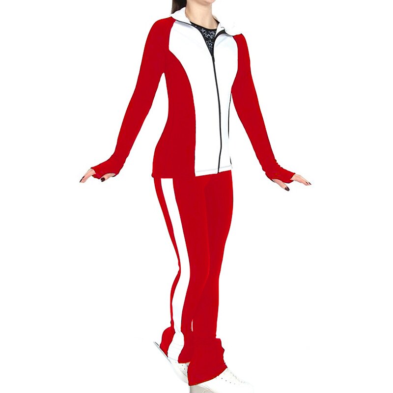 Figure Skating Jacket with Pants Women's Girls' Ice Skating Jacket Pants / Trousers White Red Purple Thumbhole Spandex Lycra High Elasticity Training Practice Competition Skating Wear Thermal Warm 2025 - $91.99 –P7