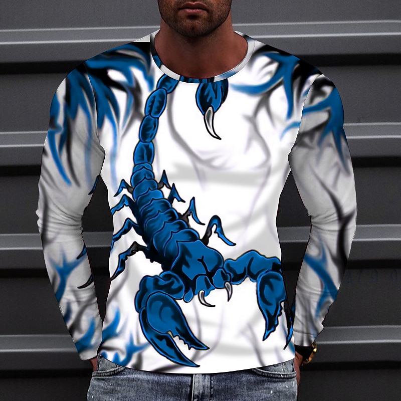 Homme Animal Scorpion T-shirt manche longue T-shirt Col rond Chemise Sports Mode Vêtements de sport Extérieur Vacances Rue Noir Blanche Jaune Automne Vêtement Tenue S M L XL XXL XXXL 4XL de 2026 ? $21.99 –P4
