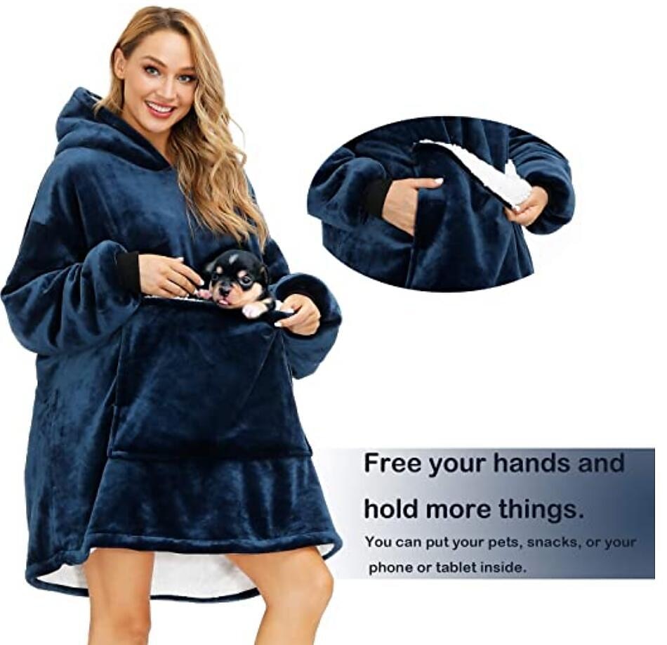 Women's Pajamas Nightgown Wearable Blanket Hoodie Blanket Cartoon Star  Simple Hot Comfort Home Fleece Warm Gift Hoodie Long Sleeve Hoodie Pocket  Hoodie Winter Fall Black Navy Blue 2024 - $45.99