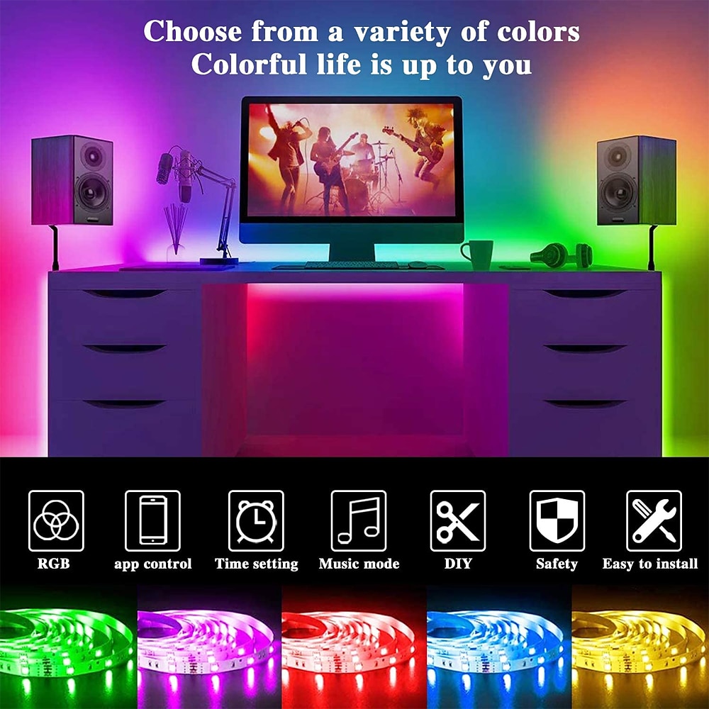 RGB Waterproof Smart Neon Rope Light Kit, Silicone LED Strip Lights 3M, 5M, or 2x5M Bluetooth App Control, Dimmable, Music Sync, Multi-Color, DIY Cuttable 2025 - $59.99 –P7