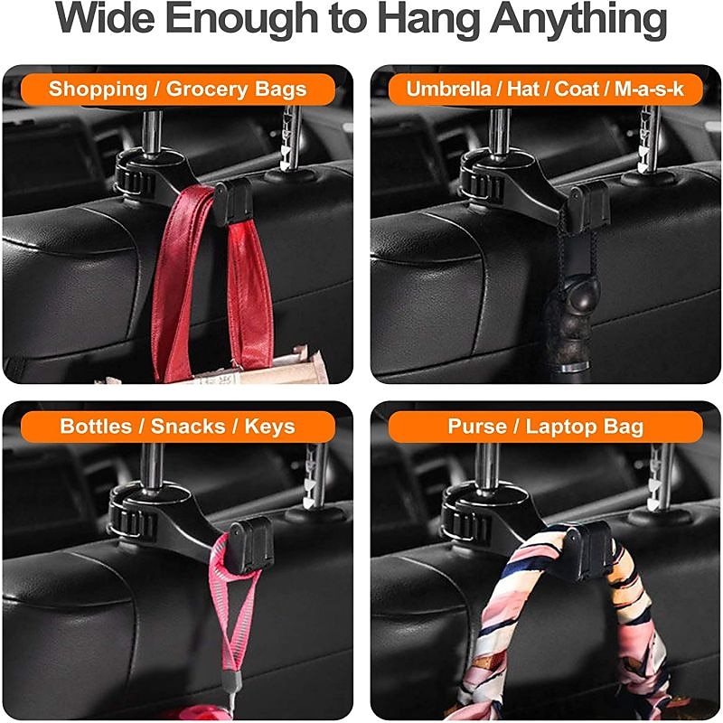 2 stuks 2 in 1 autostoel haken voor portemonnees en tassen met telefoonhouder automatische hoofdsteun portemonnee handtas houder hangers organisatoren valweerstand rust en universele pasvorm 2025 - $14.99 –P5