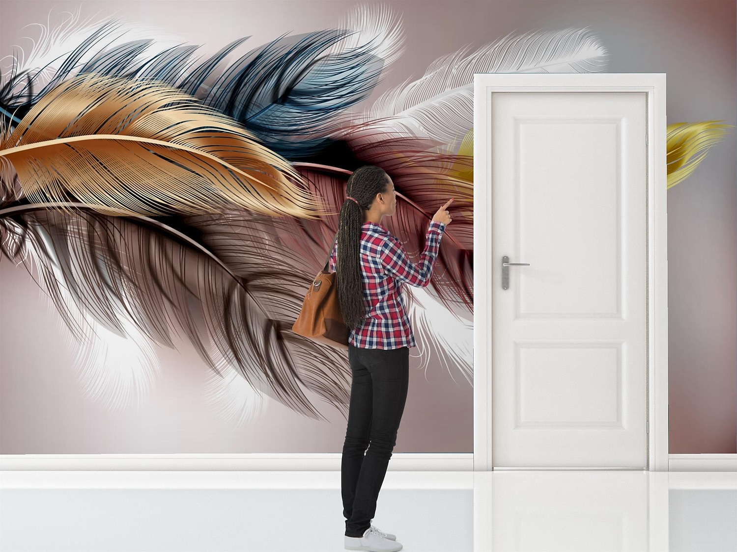 Mural Wallpaper Wall Sticker Custom Self-adhesive Feather PVC / Vinyl Suitable For Living Room Bedroom Restaurant Hotel Wall Decoration Art  Home Decor 2025 - $47.99 –P4