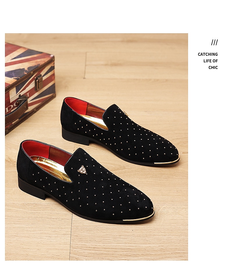 Herr Tofflor och Slip-Ons Finskor Plusstorlekar Drivskor Körande loafers Promenad Affär Klassisk Bröllop Dagligen Kontor & Karriär Mocka Bär bevis Loafers Svart Blå Vår Höst 2025 - $54.99 –P7