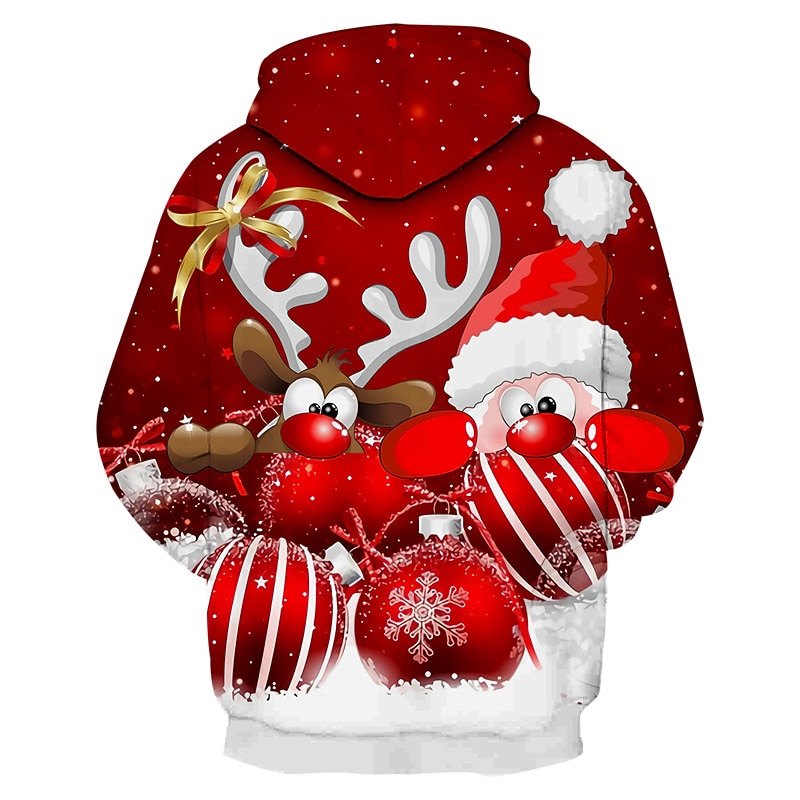 vánoční pánský unisex svetr s kapucí mikina víno červená vlastní potisk černá bílá červená s kapucí santa claus grafický potisk denní sportovní 3d potisk návrhář ležérní velké a vysoké jaro &amp;  2025 - $32.99 –P2