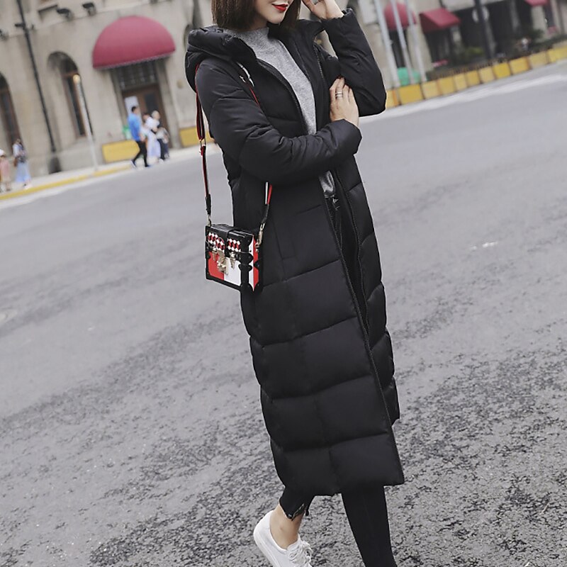 Women's Puffer Jacket Parka Outdoor Street Daily Winter Fall Long Coat Regular Fit Warm Breathable Jacket Long Sleeve Solid Color Green Black Dark Green / Going out 2023 - US $36.99 –P2
