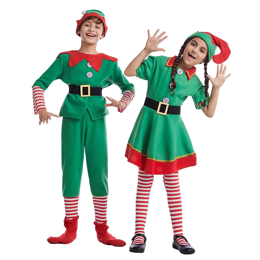 jultomten Alf Klänningar Kläder Semester klänning Alvdräkt Herr Pojkar Jul Karnival Maskerad Maskerad Cosplay kostym Jul Vuxna Fest Jul Semester Topp Byxor Skärp Strumpor Hatt 2025 - $53.99 –P15