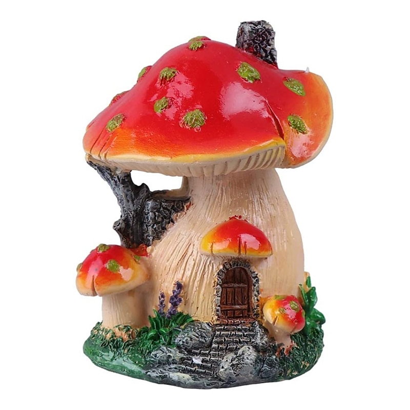 Mushroom Fairy-house Garden-gnome Statue Garden Mushroom House Solar ...