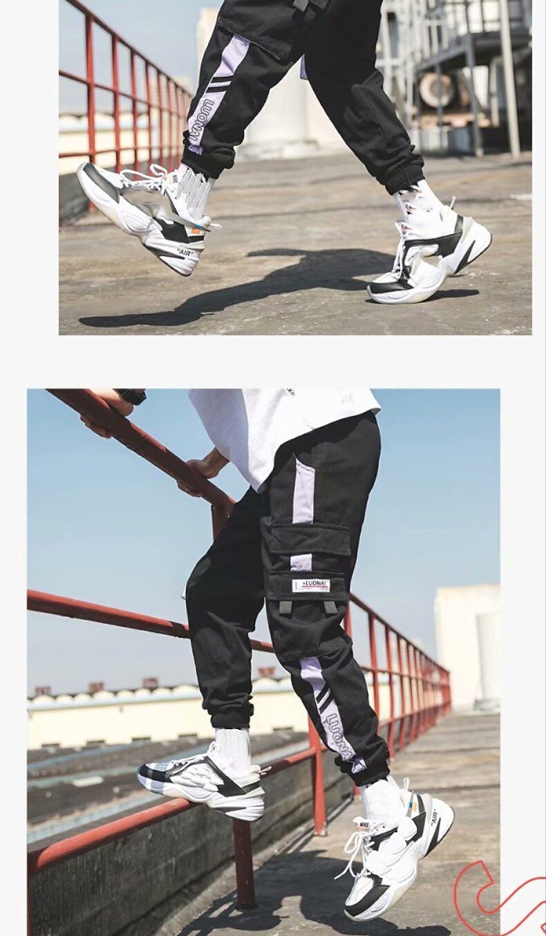 Men's Cargo Pants Cargo Trousers Joggers Trousers Techwear Elastic Waist Classic Multi Pocket Plain Outdoor Sports Ankle-Length Casual Daily Cotton Streetwear Classic Style Black-White Purple 2025 - $17.99 –P4