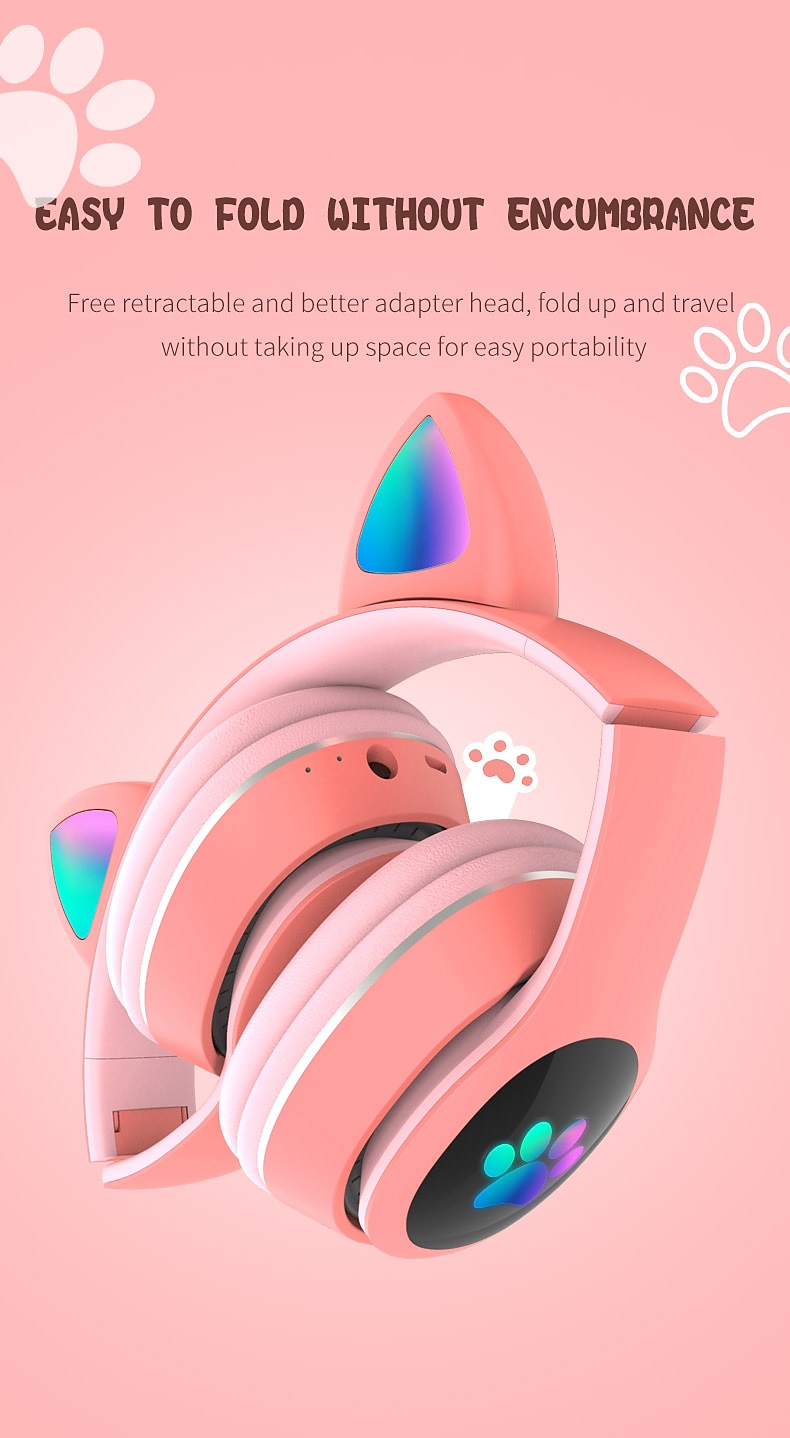 L400 LED Flash Cute Cat Ears Headphone With Microphone Bluetooth Earphone Over-Ear Wireless Music Gaming Player Over-Ear Wireless Headset 2025 - $24.99 –P9