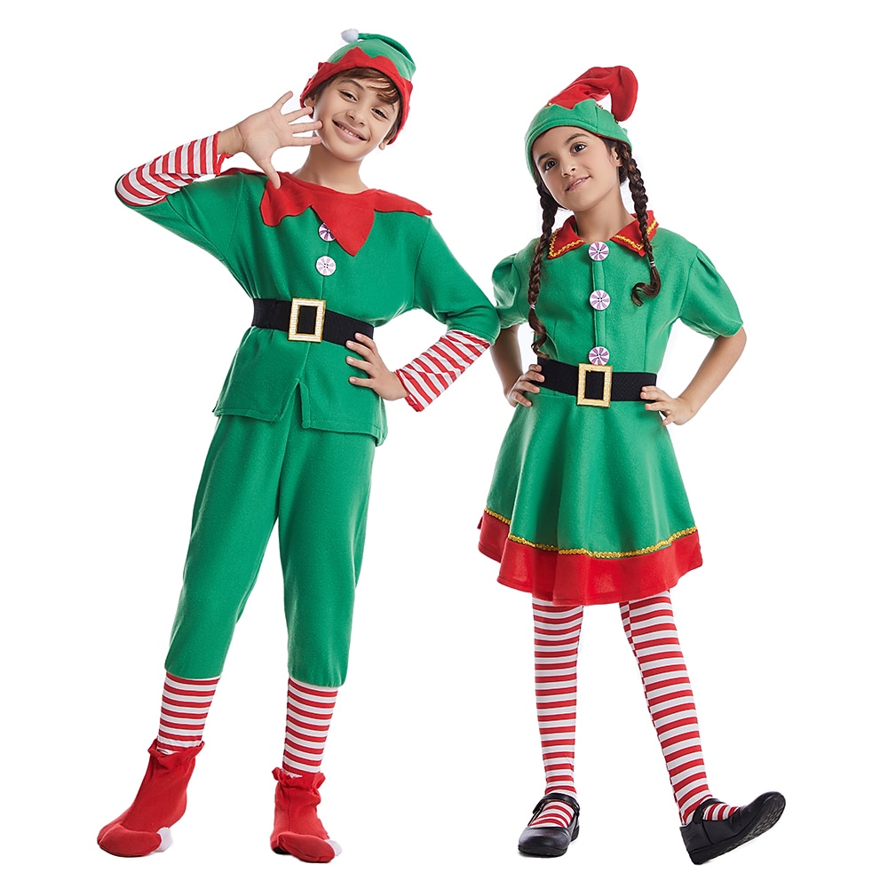 jultomten Alf Klänningar Kläder Semester klänning Alvdräkt Herr Pojkar Jul Karnival Maskerad Maskerad Cosplay kostym Jul Vuxna Fest Jul Semester Topp Byxor Skärp Strumpor Hatt 2025 - $53.99 –P12