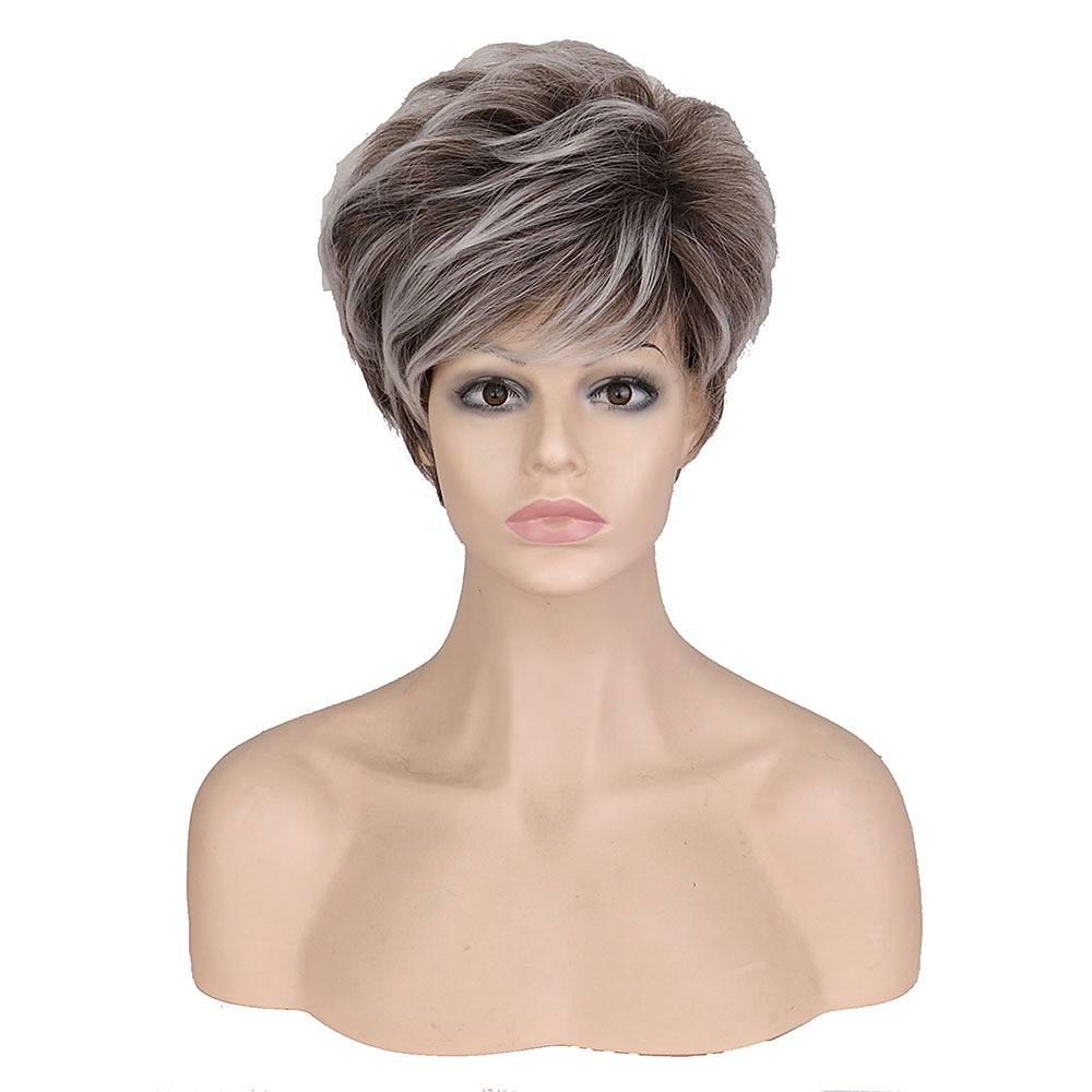 bruine pruiken voor vrouwen synthetische pruik blond krullend bouncy curl pixie cut pruik korte lichtblonde synthetisch haar vrouwen pruik 2025 - $19.99 –P4