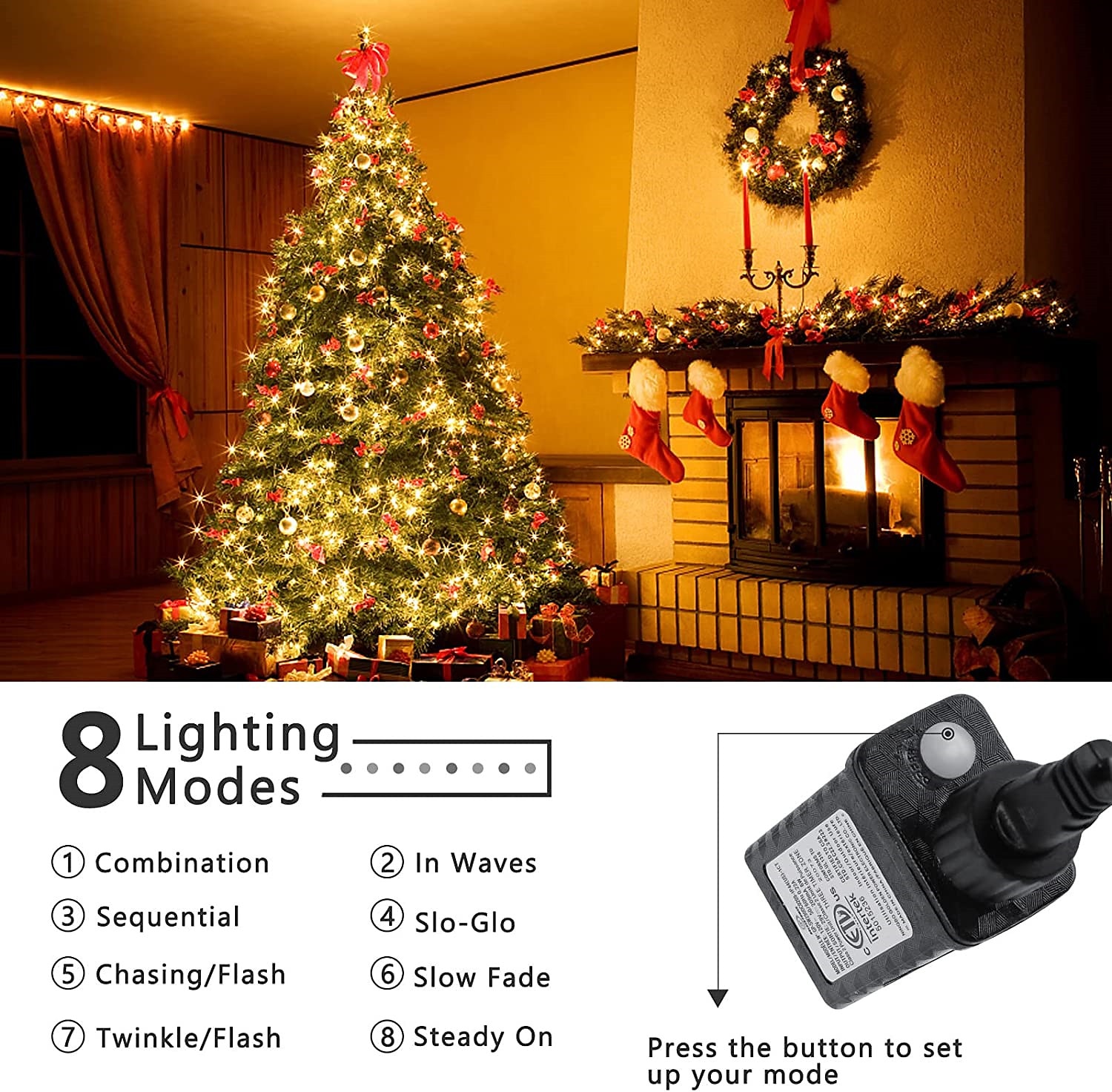 1000 LED (328Ft) Christmas Lights Indoor Outdoor, Christmas String Tree Lights Indoor Green Wire, Indoor and Outside Fairy Light for Christmas Tree, Patio, Elegant Wedding Party Reception 2025 - $42.58 –P4