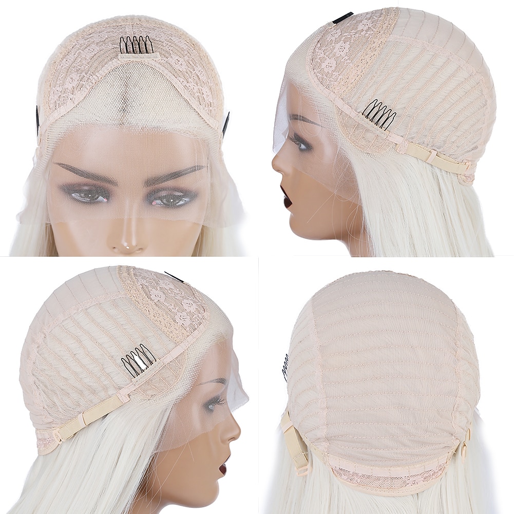 Synthetic Lace Wig Natural Straight Style 12-26 inch White Silky Straight 13*2.5 lace front Wig Female Wig White 2026 - $83.99 –P7