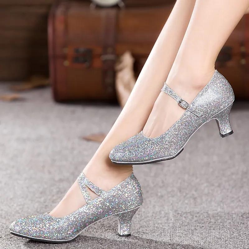 Black Glitter Dance Shoes for Women – Soft Sole with Adjustable Strap for Latin, Ballroom, and Social Dancing 2025 - $26.99 –P1