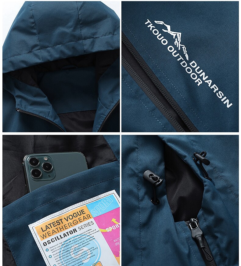 mens waterproof rain jacket gorpcore outdoor lightweight shell raincoat packable zip up hooded hiking running trench coat blue 2025 - $36.99 –P7
