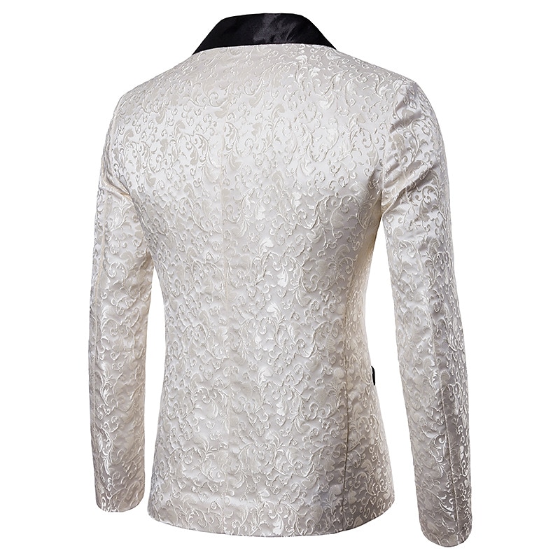 Per uomo Giubbotto Giacca Strada Attività commerciale Tenere al caldo Traspirante Tasche Jacquard Autunno Inverno Floreale Streetwear Elegante Bavero a lancia Standard Cotone Standard Nero Bianco del 2025 a $83.99 –P11