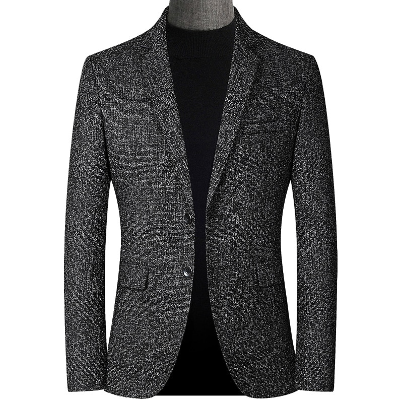 Men's Winter Coat Wool Coat Overcoat Short Coat Blazer Formal Daily Wear Fall Winter Terylene Thermal Warm Outdoor Outerwear Clothing Apparel Fashion Modern Contemporary Plaid Pocket Turndown Single 2025 - $45.99 –P2