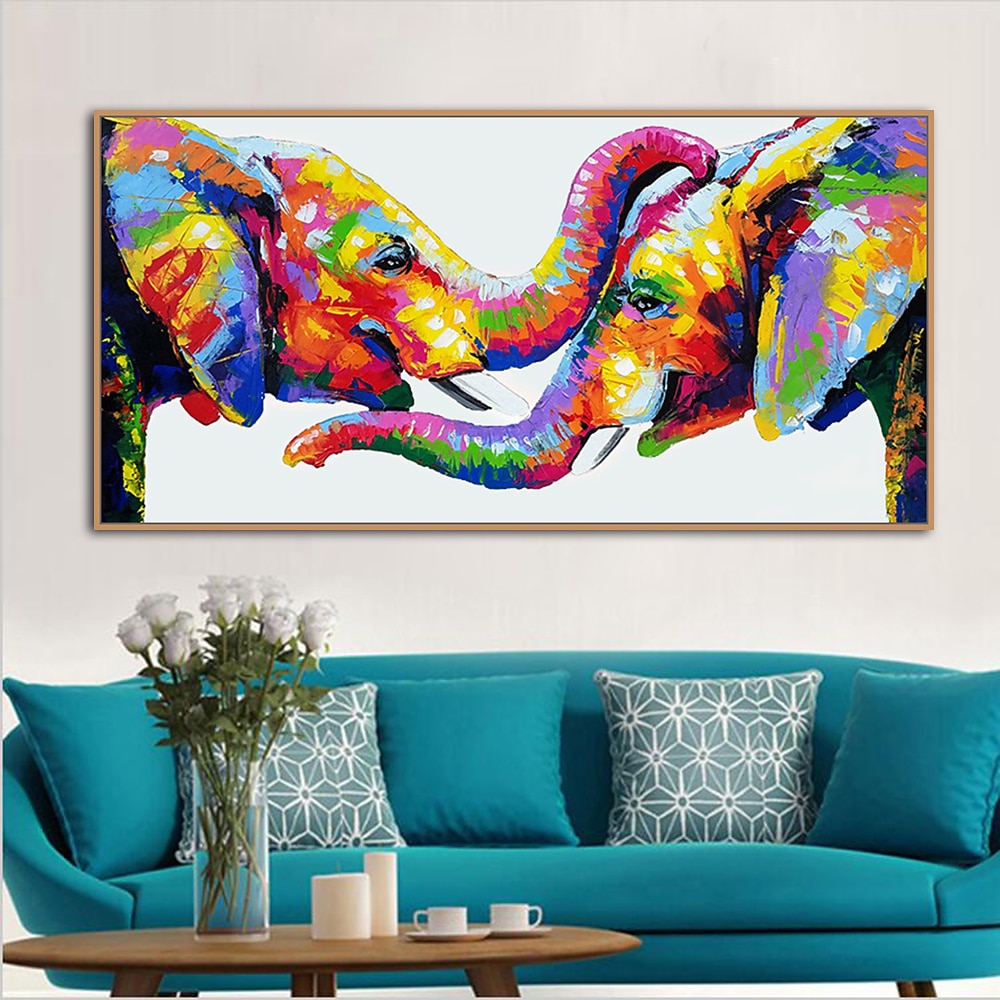 pictură în ulei realizată manual pictată manual artă de perete mintura modernă abstractă elefant animale imagine decor decor pânză rulată fără cadru neîntins 2026 - $108.99 –P3
