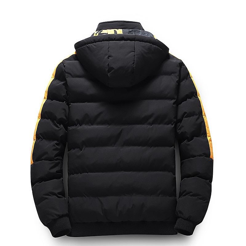 Homme Manteau d'hiver Veste d'Hiver Doudoune Veste matelassée Poche Full Zip Imprimer Extérieur Plein Air du quotidien Normal Sportif Décontractées Chaud Respirable Automne Hiver Lettre Noir Jaune de 2025 ? $61.99 –P8