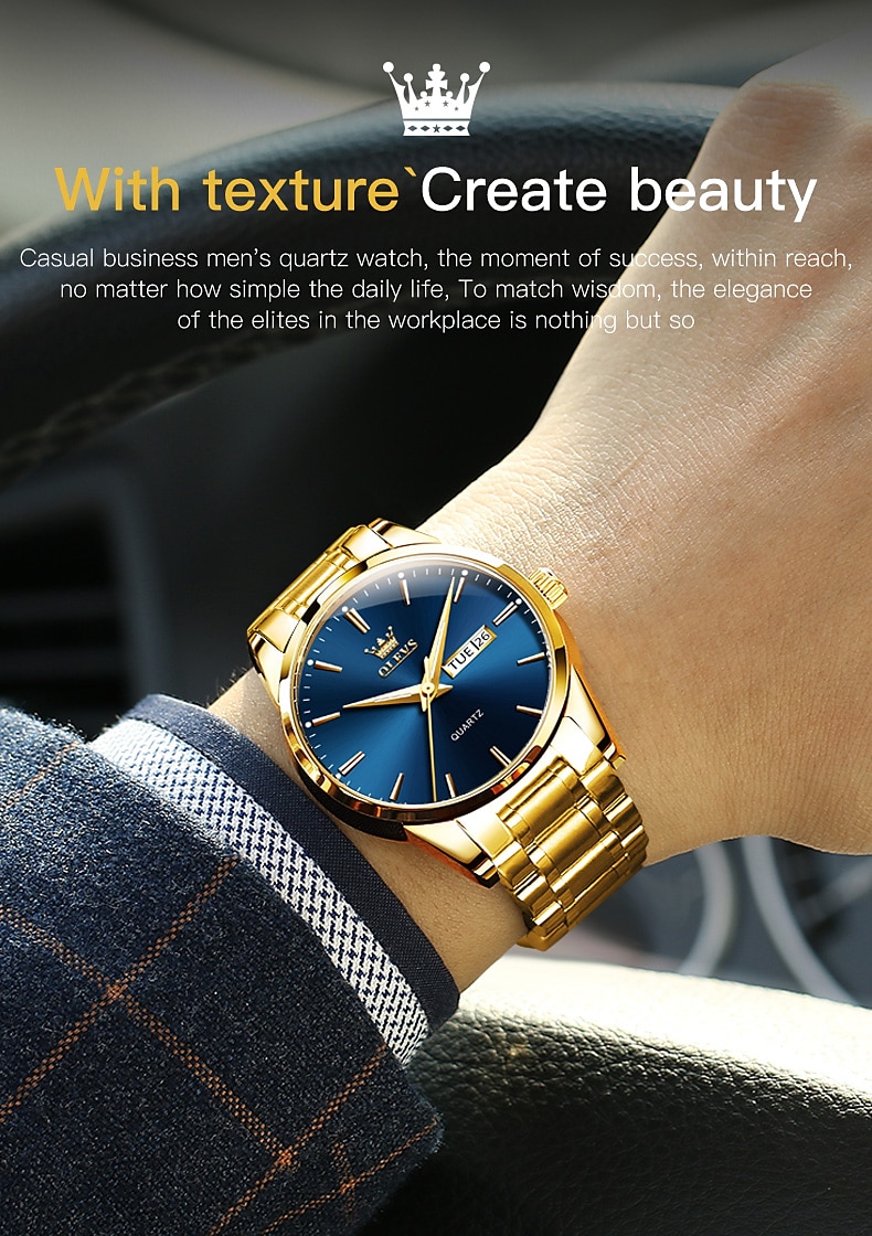 OLEVS Men Quartz Watch Calendar Minimalist Luxury Large Dial Luminous Calendar Date Week Waterproof Stainless Steel Strap Watch 2026 - $37.99 –P9