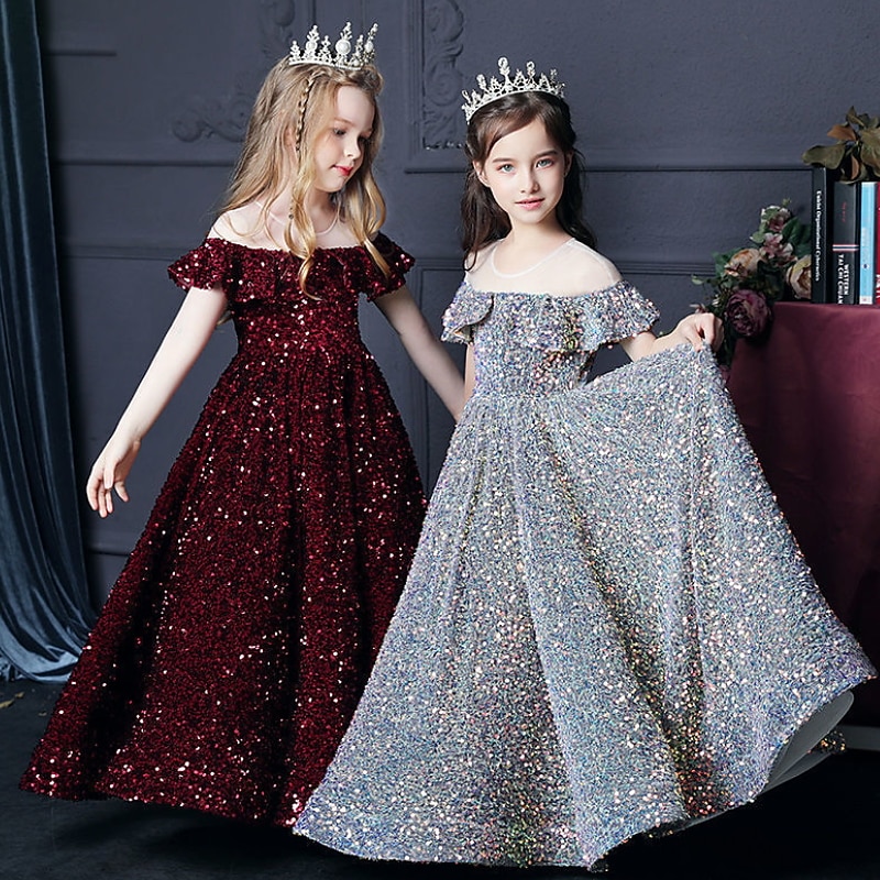 Lapset Tyttöjen Mekko Yhtenäinen Lyhythihainen Juhla Syntymäpäivä Rypytetty Silmukka söpö tyyli Prinsessa Polyesteri Maxi A linjainen mekko Tyllimekko Syksy Talvi 3-12 vuotta Hopea Musta Rubiini 2025 - $93.99 –P7