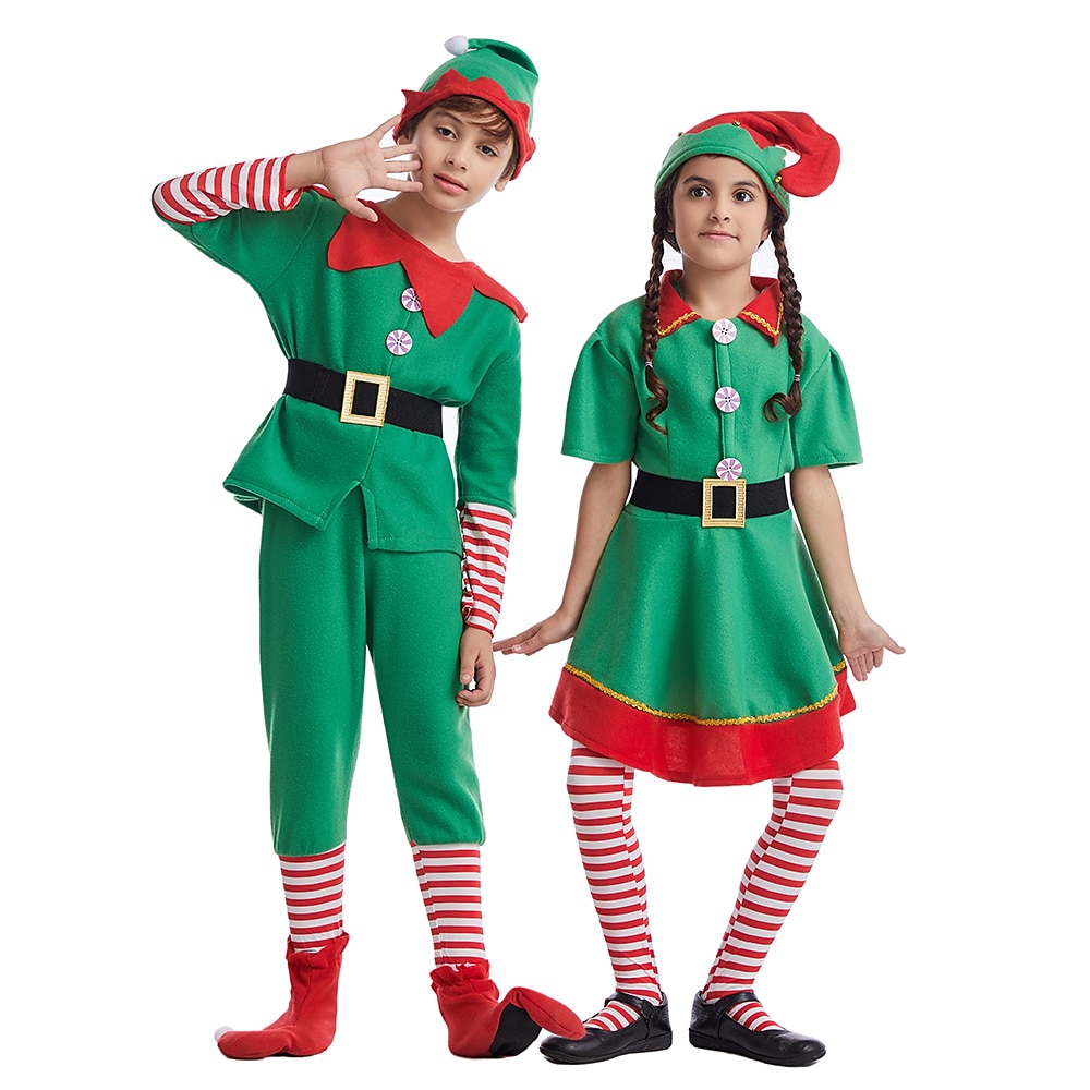 jultomten Alf Klänningar Kläder Semester klänning Alvdräkt Herr Pojkar Jul Karnival Maskerad Maskerad Cosplay kostym Jul Vuxna Fest Jul Semester Topp Byxor Skärp Strumpor Hatt 2025 - $53.99 –P16