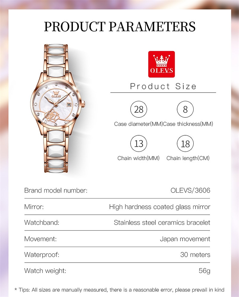 OLEVS Women's Wrist Watche Mechanical Watch for Women Analog Automatic self-winding Stylish Fashion Waterproof Luminous Rhinestone Titanium Alloy Stainless Steel 2025 - $71.99 –P14