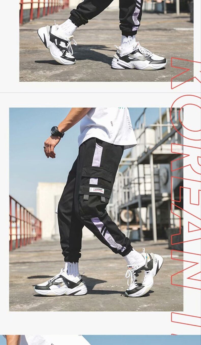 Men's Cargo Pants Cargo Trousers Joggers Trousers Techwear Elastic Waist Classic Multi Pocket Plain Outdoor Sports Ankle-Length Casual Daily Cotton Streetwear Classic Style Black-White Purple 2025 - $17.99 –P2