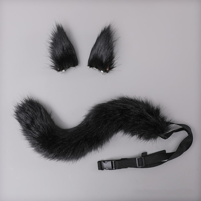 Ensemble de cosplay anime pour filles loups kawaii oreilles de renard pinces à cheveux coiffure queue en peluche pour fête de carnaval de 2026 ? $18.99 –P9