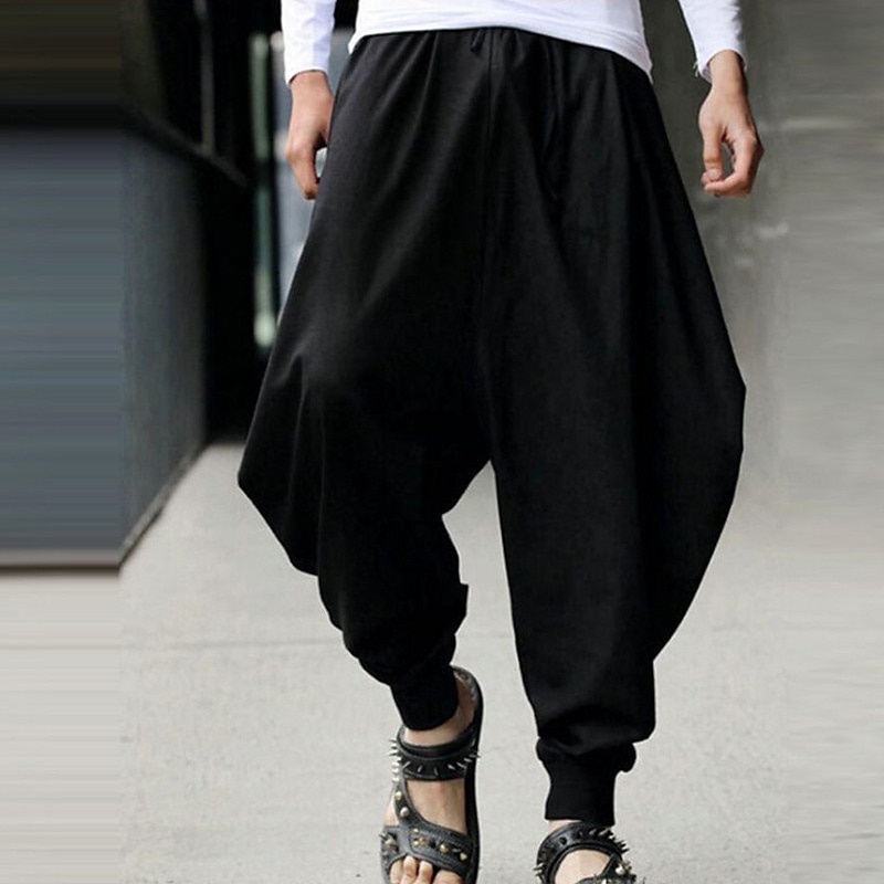 Herre Harem Bukser Posete bukser Uformelle bukser Joggebukser Elastisk midje Posete Elastisk snordesign Helfarge Pustende Lettvekt Full lengde Avslappet Daglig Fritid Hip-hop Militærgrønn Svart 2025 - $22.99 –P2