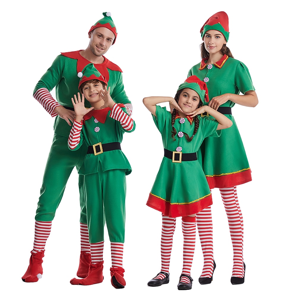 jultomten Alf Klänningar Kläder Semester klänning Alvdräkt Herr Pojkar Jul Karnival Maskerad Maskerad Cosplay kostym Jul Vuxna Fest Jul Semester Topp Byxor Skärp Strumpor Hatt 2025 - $53.99 –P5