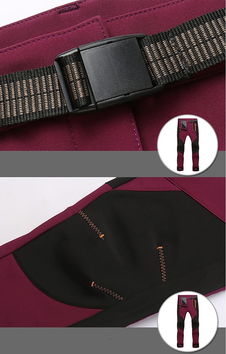 pantalones forrados de vellón para mujer pantalones impermeables para caminar pantalones pantalones softshell patchwork invierno al aire libre a prueba de viento cálidos y transpirables fondos ligeros verde militar naranja caza pesca acampar esquiar 2025 - $35.99 –P7