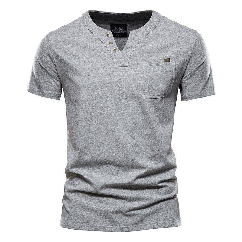 Men's T shirt Tee Plain V Neck Casual Holiday Short Sleeve Clothing Apparel Cotton Sports Fashion Lightweight Big and Tall 2023 - AED 102.98 –P2