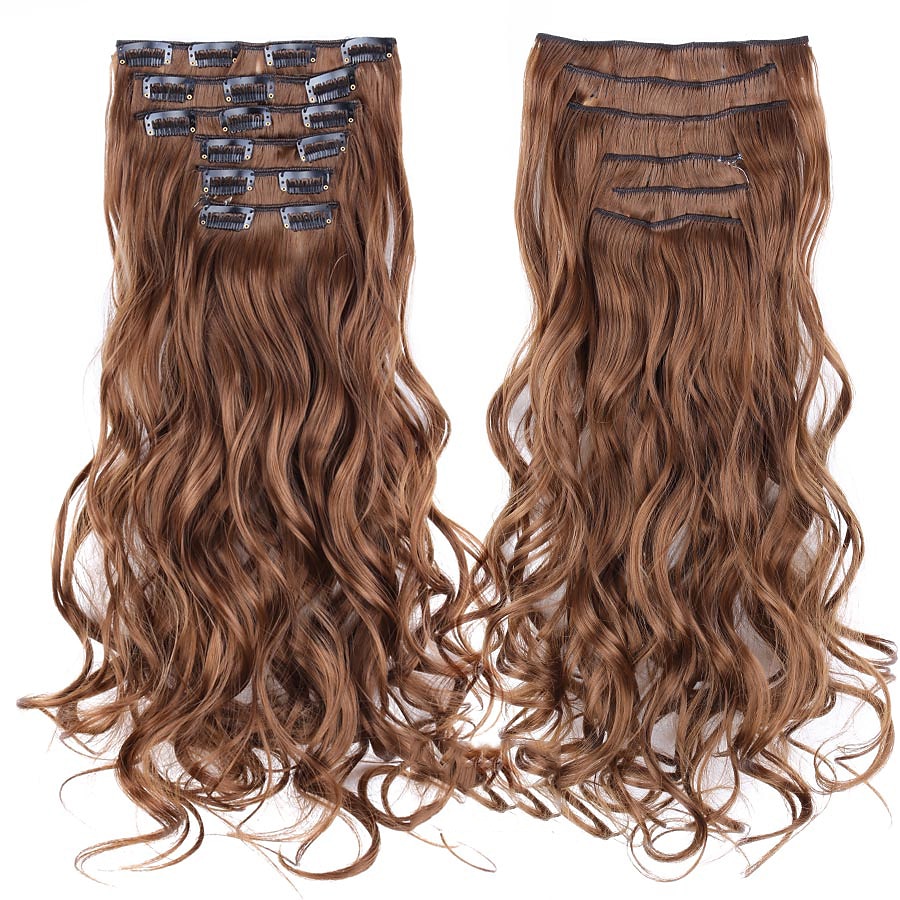 Synthetic Hair Curly Clip In Wig Extension 16 Clips In Hair Extension Hair Pieces Fake Hair Extension Synthetic 49 Colors 2025 - $16.99 –P11
