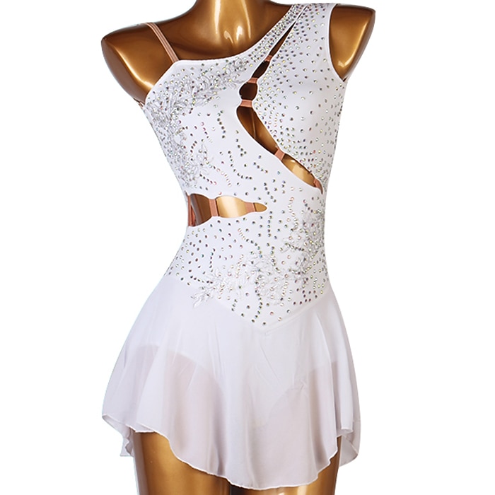 Vestito da pattinaggio artistico Per donna Da ragazza Pattinaggio sul ghiaccio Vestiti Completi Bianco Blu marino scuro Rosso Floreale Scollatura posteriore Retato Elastene Elevata elasticità del 2026 a $118.99 –P15