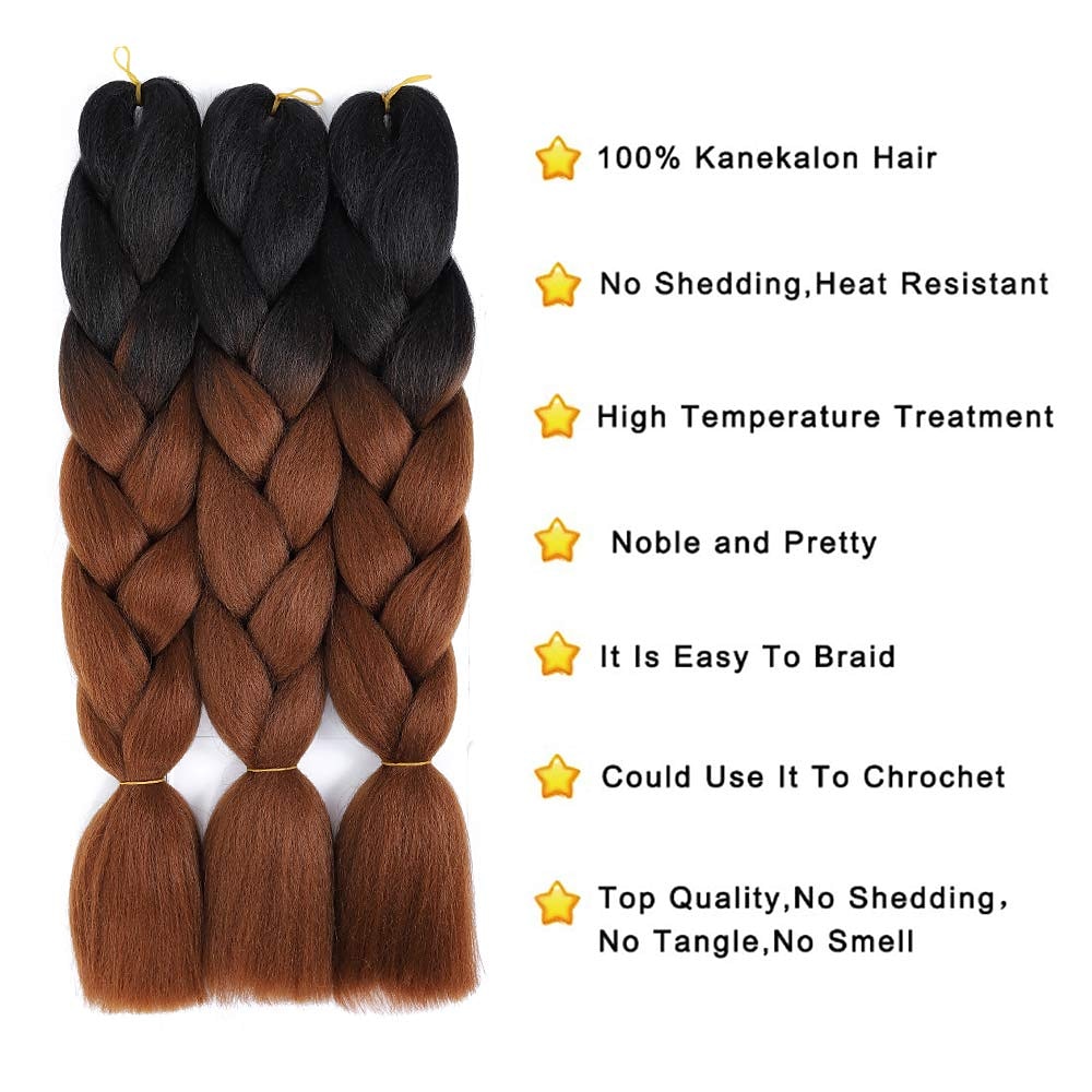 Synthetic Braiding Hair Ombre Braids Hair Jumbo Braiding Hair Extensions for Box Twist Braiding 24inch 3packs 2025 - $28.99 –P2