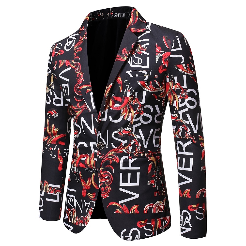 Per uomo Giacca Feste Asciugatura rapida Classico Alla moda Autunno Inverno Alfabetico Elegante Informale Colletto piatto Sottile Standard Taglia piccola Nero Bianco Rosso Blu Giacca del 2025 a $54.99 –P4