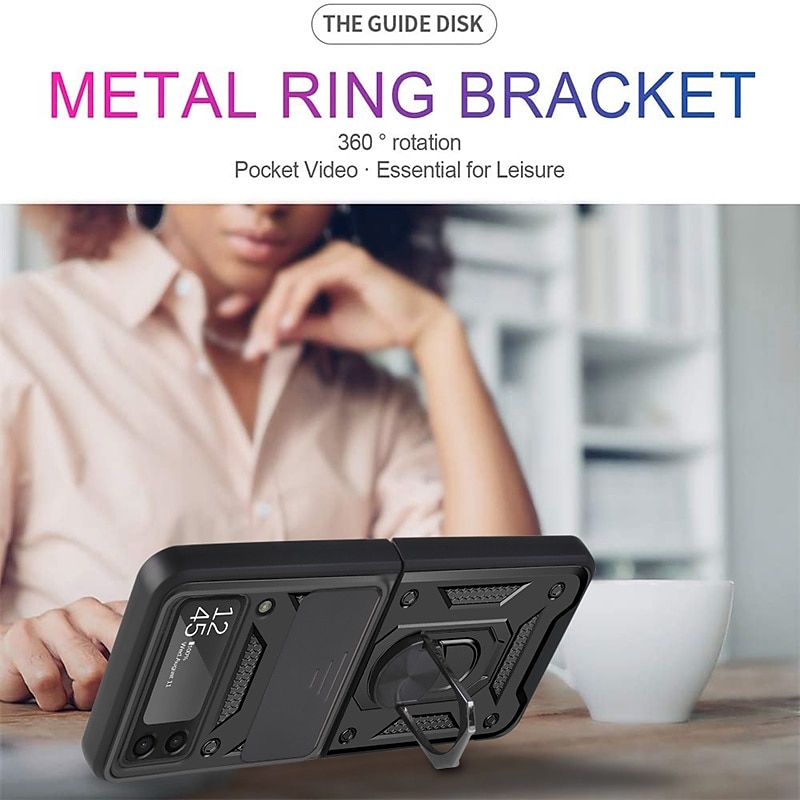 Phone Case For Samsung Galaxy Z Flip 7 Z Flip 5 Z Flip 4 Z Flip 3 Heavy Duty Ring Holder Dustproof Shockproof Solid Colored TPU 2025 - $18.99 –P6