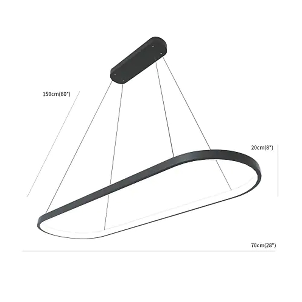 Lampada a sospensione a led 1 luce 70c/90m 40w design ovale rettangolo alluminio finiture verniciate nere lampada moderna per sala da pranzo ristorante bar 110-240v solo dimmerabile con telecomando del 2025 a $140.99 –P1