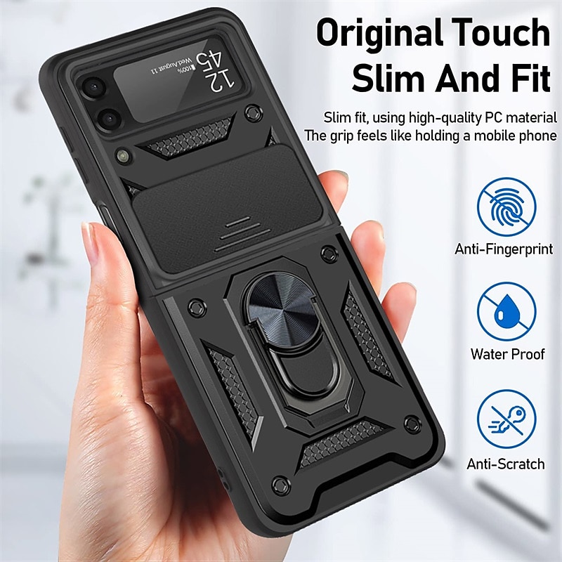 Phone Case For Samsung Galaxy Z Flip 7 Z Flip 5 Z Flip 4 Z Flip 3 Heavy Duty Ring Holder Dustproof Shockproof Solid Colored TPU 2025 - $18.99 –P7