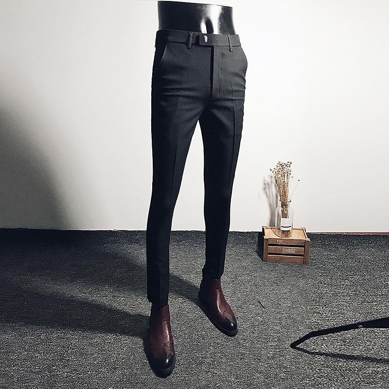 Bărbați Costume Slab Pantaloni Pantaloni creion Buzunar Simplu Respirabil Ελαστικό Lungime până la glezne Nuntă Birou Afaceri Bumbac Șic & Modern Casual Subțire Negru Gri Strech 2025 - $18.99 –P1