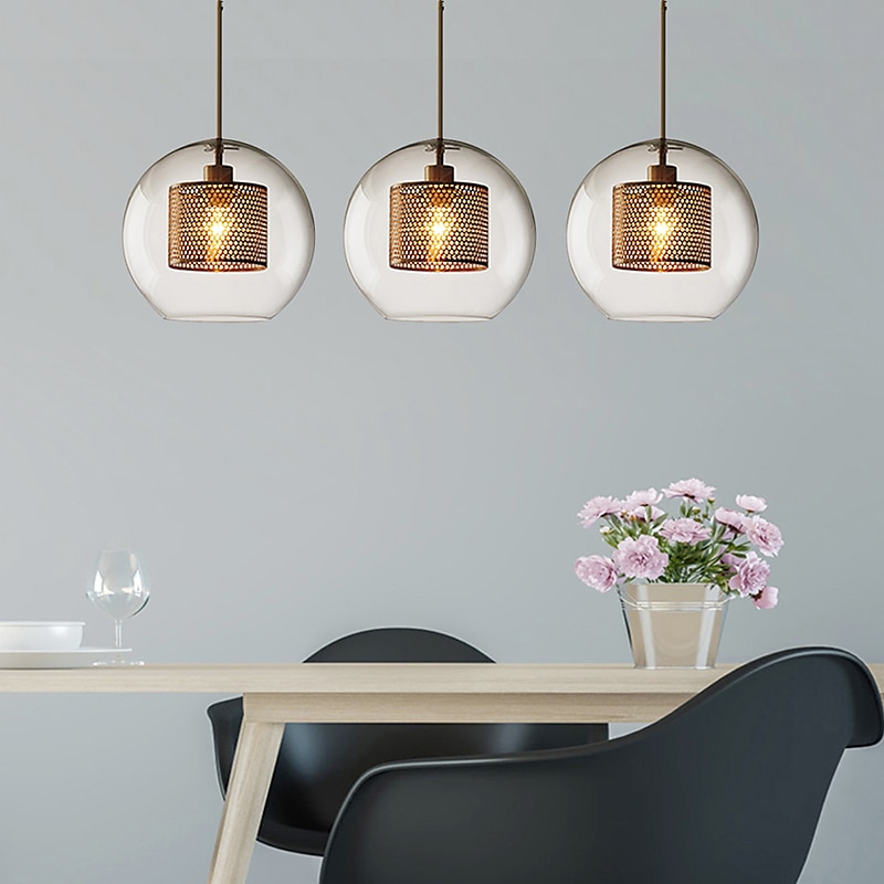 1 lumière 20 cm led suspension design unique verre lanterne galvanoplastie rétro style industriel salle à manger salon lumière 110-120/220-240v de 2025 ? $174.99 –P5
