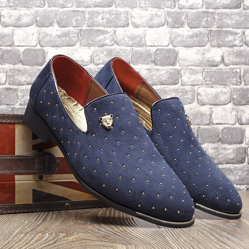 Herr Tofflor och Slip-Ons Finskor Plusstorlekar Drivskor Körande loafers Promenad Affär Klassisk Bröllop Dagligen Kontor & Karriär Mocka Bär bevis Loafers Svart Blå Vår Höst 2025 - $54.99 –P4