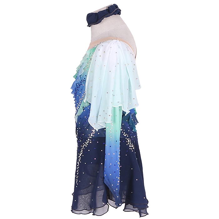 Rochie de Patinaj Artistic Pentru femei Fete Πατινάζ στο πάγο Rochii Albstru+Verde Negru Peteci Strălucire Plasă Spandex Înaltă Elasticitate Antrenament Competiție Ținută Patinaj Confecționat Manual 2025 - $148.99 –P3