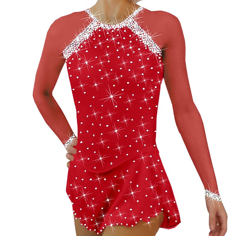 Vestito da pattinaggio artistico Per donna Da ragazza Pattinaggio sul ghiaccio Vestiti Completi Nero Bianco Giallo Retato Elastene Elevata elasticità Addestramento Da allenamento Competizione Vestiti del 2026 a $145.99 –P7