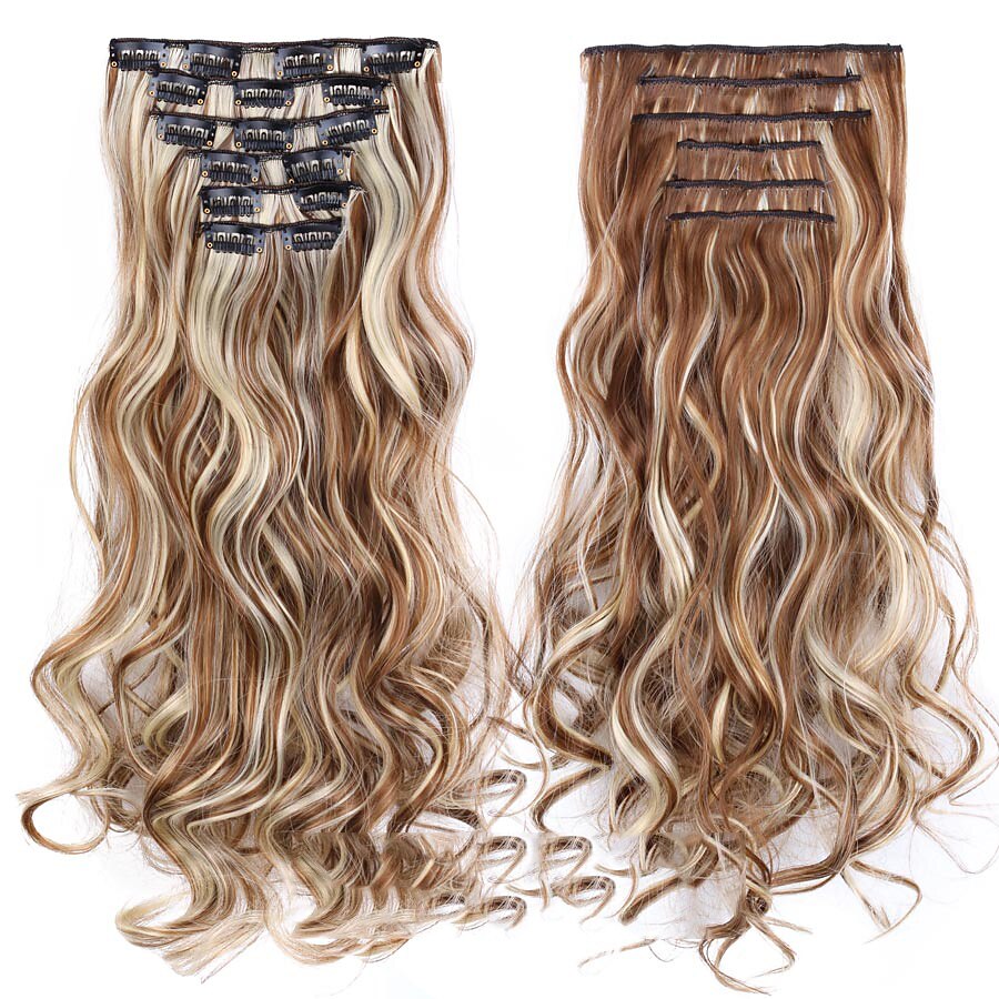 Synthetic Hair Curly Clip In Wig Extension 16 Clips In Hair Extension Hair Pieces Fake Hair Extension Synthetic 49 Colors 2025 - $16.99 –P12