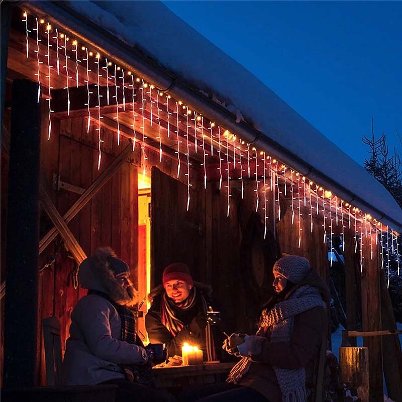 3,5 m 5 m karácsonyi füzér függöny lámpák 96 leds 216 ledes jégcsap függöny lámpák 220 V tündérfüzér fények karácsonyi újév kerti bevásárlóközpont beltéri kültéri dekoráció eu csatlakozó 2025 - $33.99 –P5