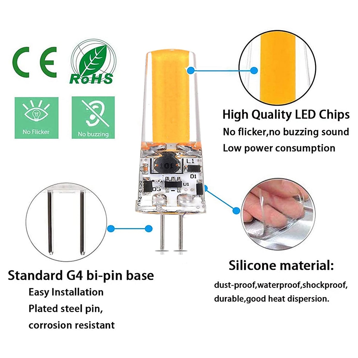 10PCS 6PCS 2PCS G4 G9 E14 LED Bulb 5W Replaces 50W Halogen Bulb 2508-COB Mini Bulb for Cabinet Landscape Chandelier Light Appliance Bulbs AC220V 2025 - $12.49 –P2